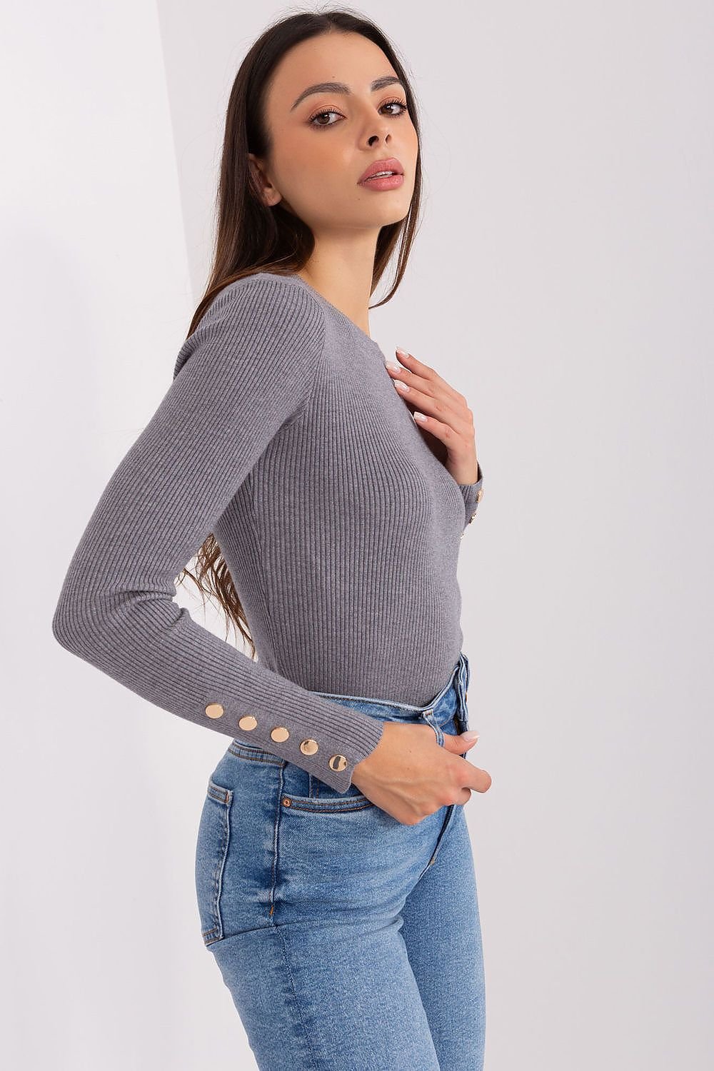 Eleganter Rippstrick-Pullover | Knopfdetails | Feminine Silhouette