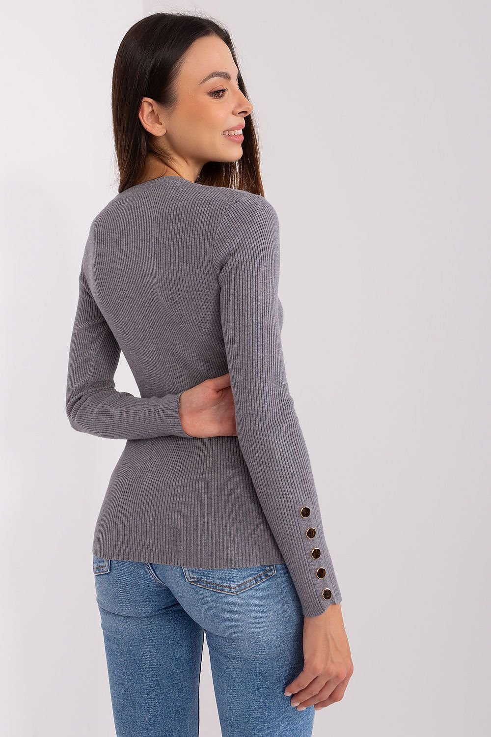 Eleganter Rippstrick-Pullover | Knopfdetails | Feminine Silhouette