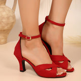 Floriega | Offene Damen-Heels mit feinem Knöchelriemen in Rot