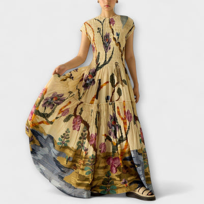 Amara - Plissiertes Kleid mit Animal-Print