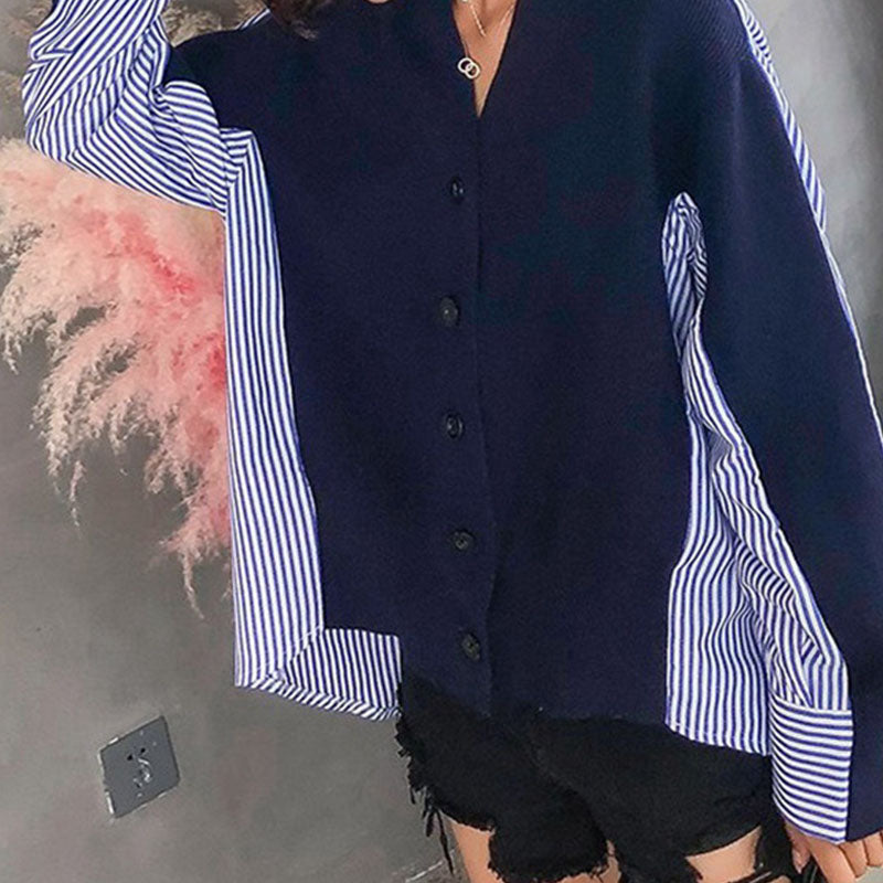 Kontrast-Cardigan | Streifeneinsätze | Moderner Stil