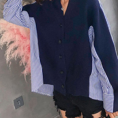 Kontrast-Cardigan | Streifeneinsätze | Moderner Stil