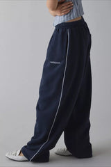 Damen Lange Bestickte Locker Geschnittene Strickhose – Müheloser Chic in Marine blau