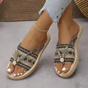 Aurora | Elegante flache Sandalen im chinesischen Ethnostil für Frauen