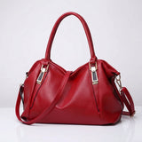 Damen Breite Leder Handtasche Mit Langem Riemen – Stilvolle Schultertasche in Rot
