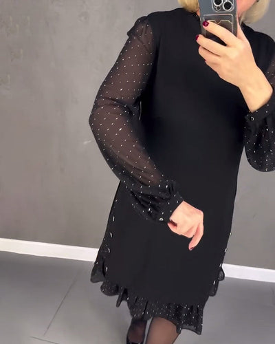 ELIANA | Elegantes Kleid mit transparenten Ärmeln und schmeichelhaftem Schnitt für Herbstanlässe