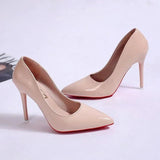 Damen Glänzende Leder High Heel Stilettos – Elegante Abend-Pumps in Apricot 8cm