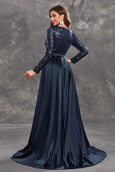 Damen Abendkleid mit Paillettenoberteil und fließendem Rock