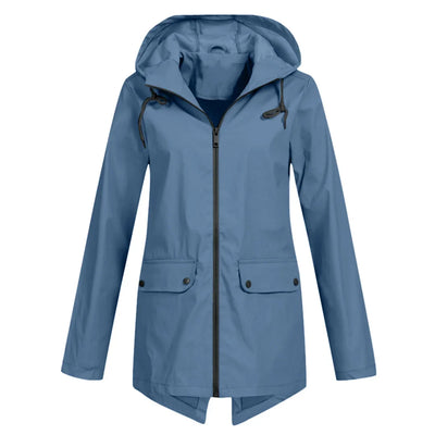 Damen Regenjacke mit Reißverschluss und Kapuze