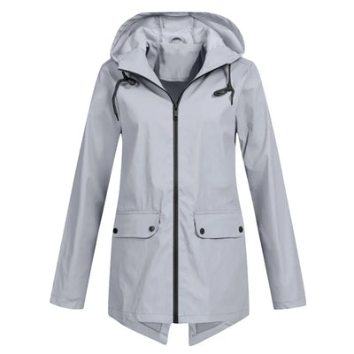 Damen Regenjacke mit Reißverschluss und Kapuze