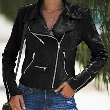 Damen Bikerjacke mit asymmetrischem Reißverschluss