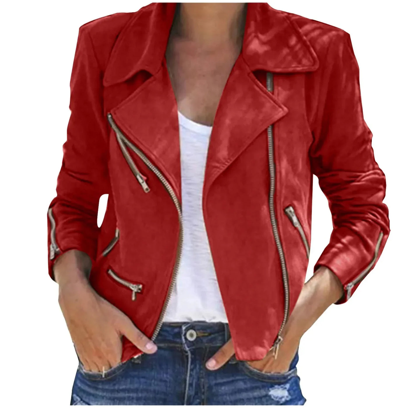 Damen Bikerjacke mit asymmetrischem Reißverschluss