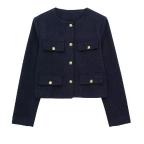 Damen Kurzjacke mit Knopfdetails und geradem Schnitt