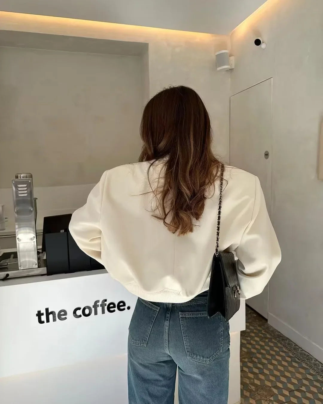 Damen Bomberjacke in Blouson-Optik mit Taschendetail