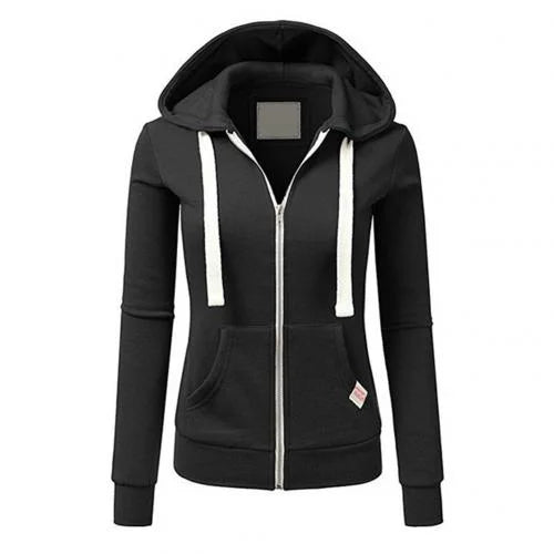 Damen Zip Hoodie mit Reißverschluss und Kapuze