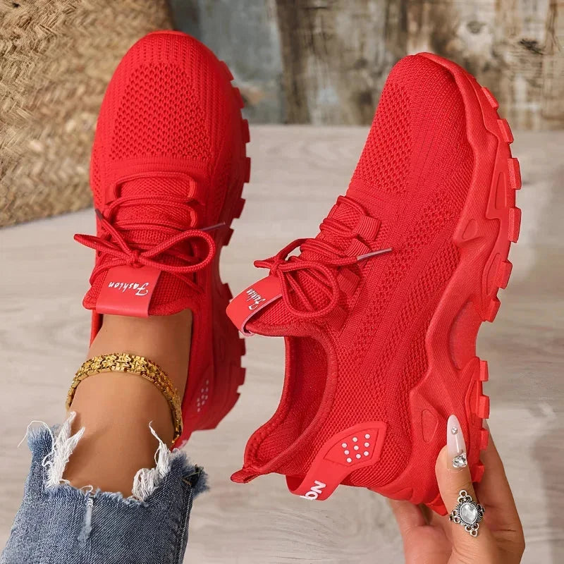 Damen Sneaker mit Strickdesign und verstärkter Sohle