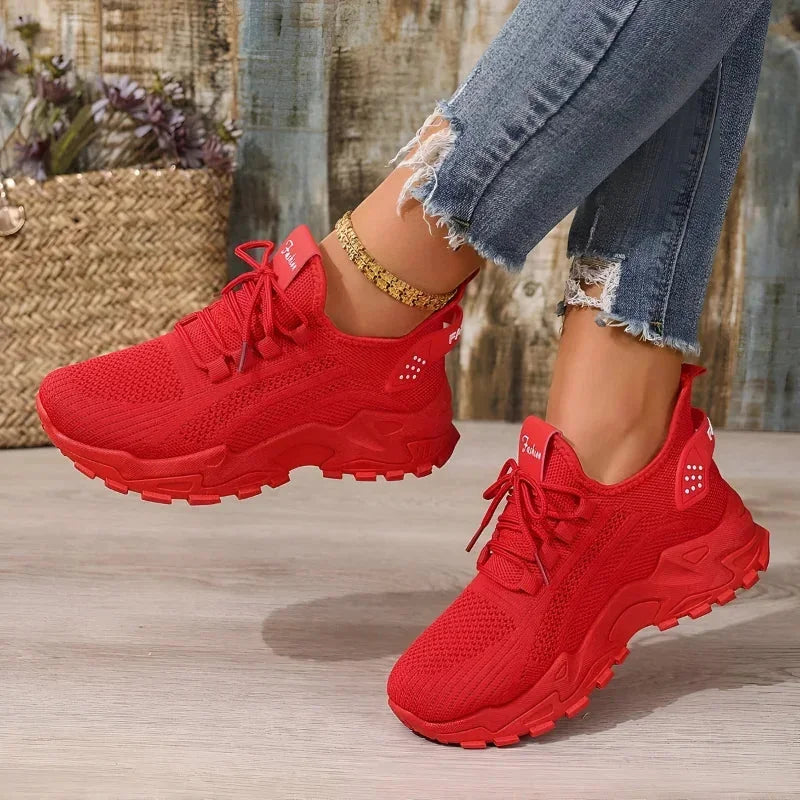 Damen Sneaker mit Strickdesign und verstärkter Sohle