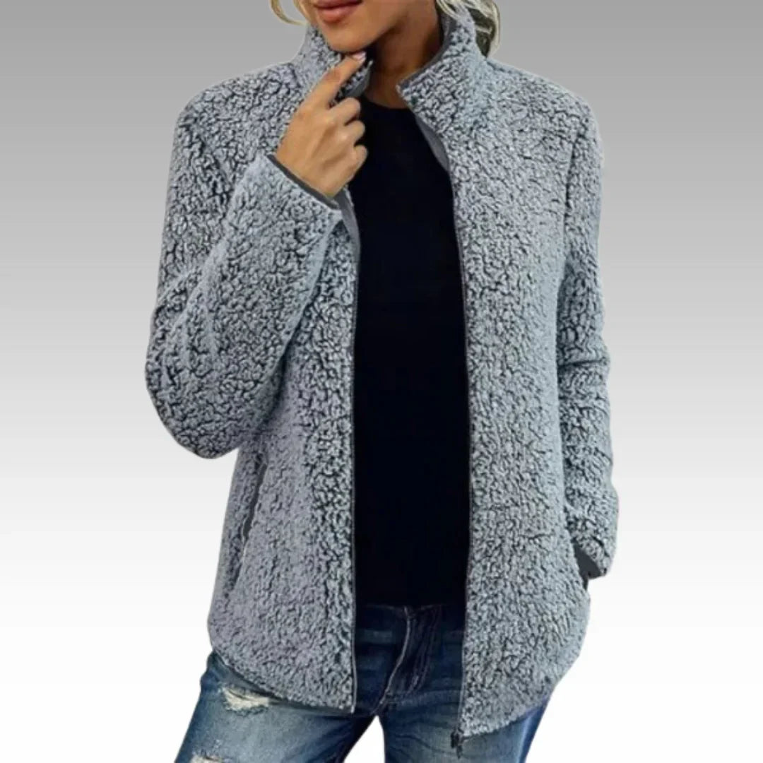 Damen Fleecejacke mit Reißverschluss und Stehkragen
