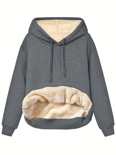 Damen Hoodie mit Fleece-Innenfutter und hohem Kragen
