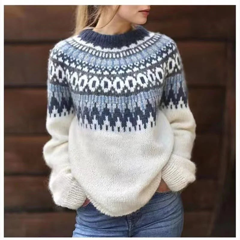 Damenpullover mit Fair Isle Muster und entspanntem Schnitt