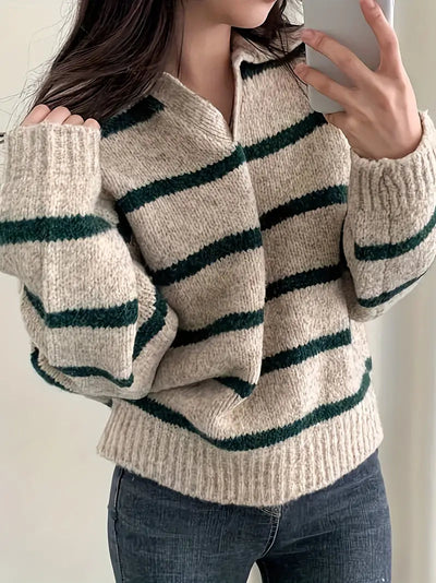 Damen Pullover mit V-Ausschnitt, entspannt gestrickt - Eleonore