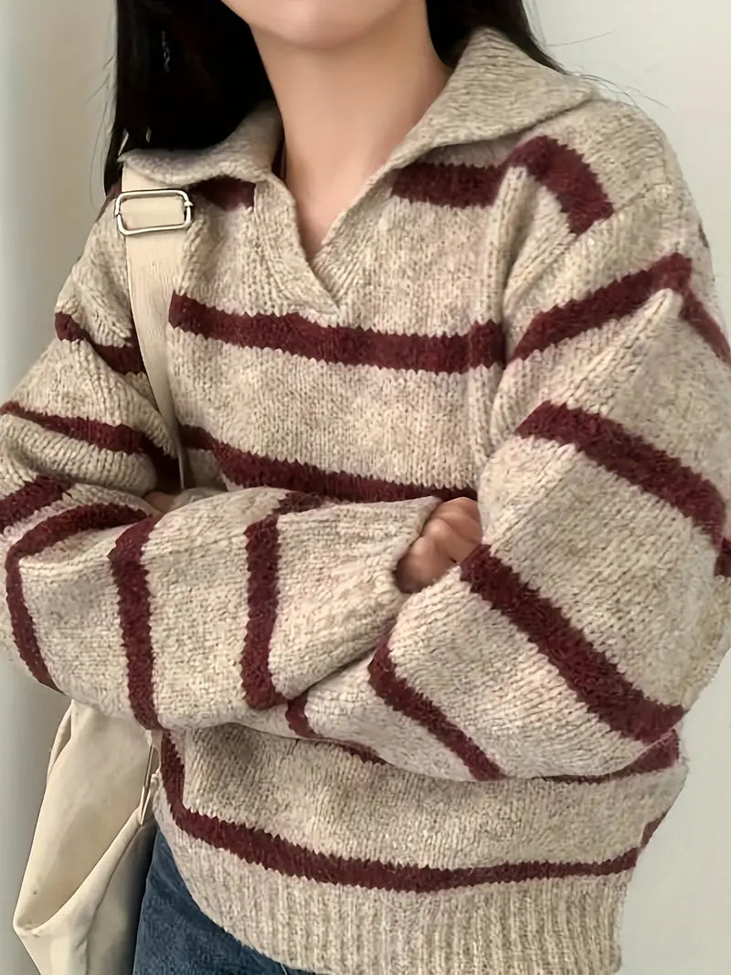 Damen Pullover mit V-Ausschnitt, entspannt gestrickt - Eleonore
