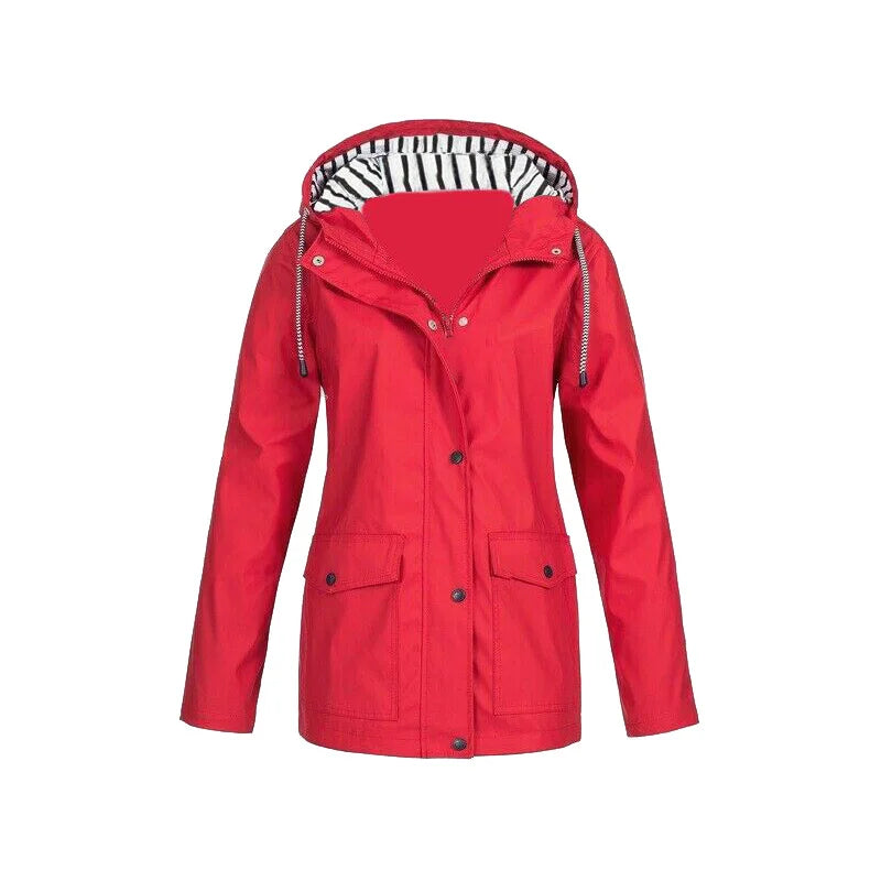 Damen Regenjacke mit Kapuze und Innenfutter