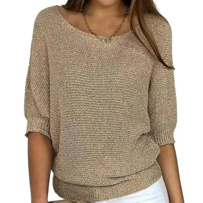 Damen Strickpullover mit halblangen Ärmeln