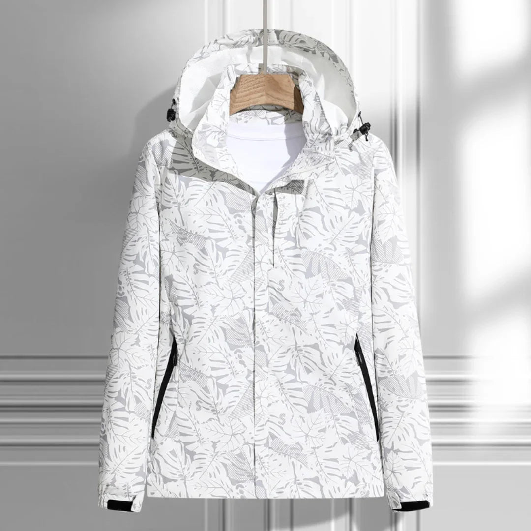 Regenjacke mit Kapuze für Damen mit Muster und Taschen
