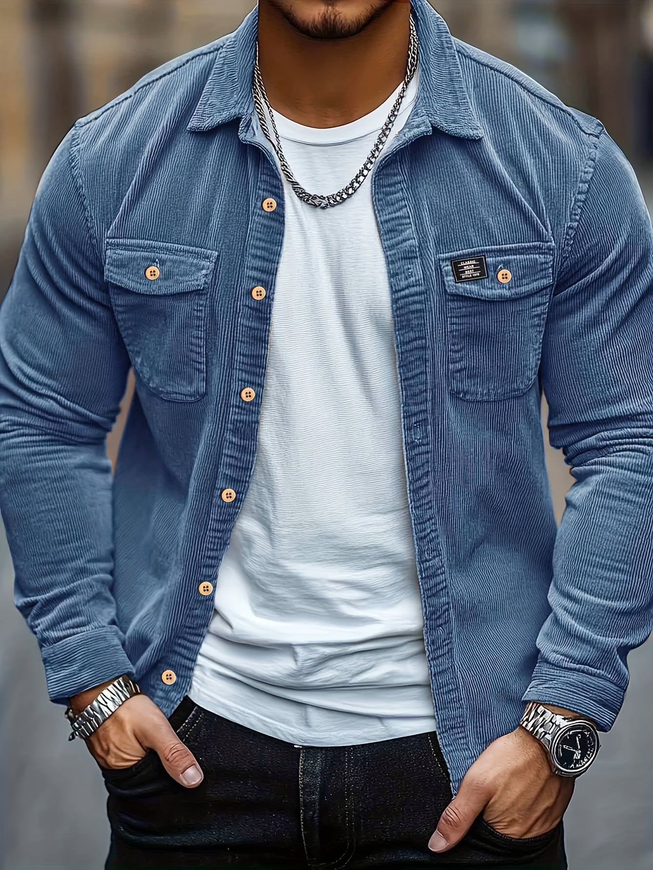 Felipe - Lässiges Hemd Aus Kord Mit Knöpfen
