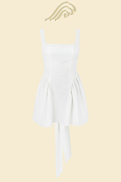 Träger-Minikleid | Quadratischer Ausschnitt & Rückenschleife | Feminine Leichtigkeit