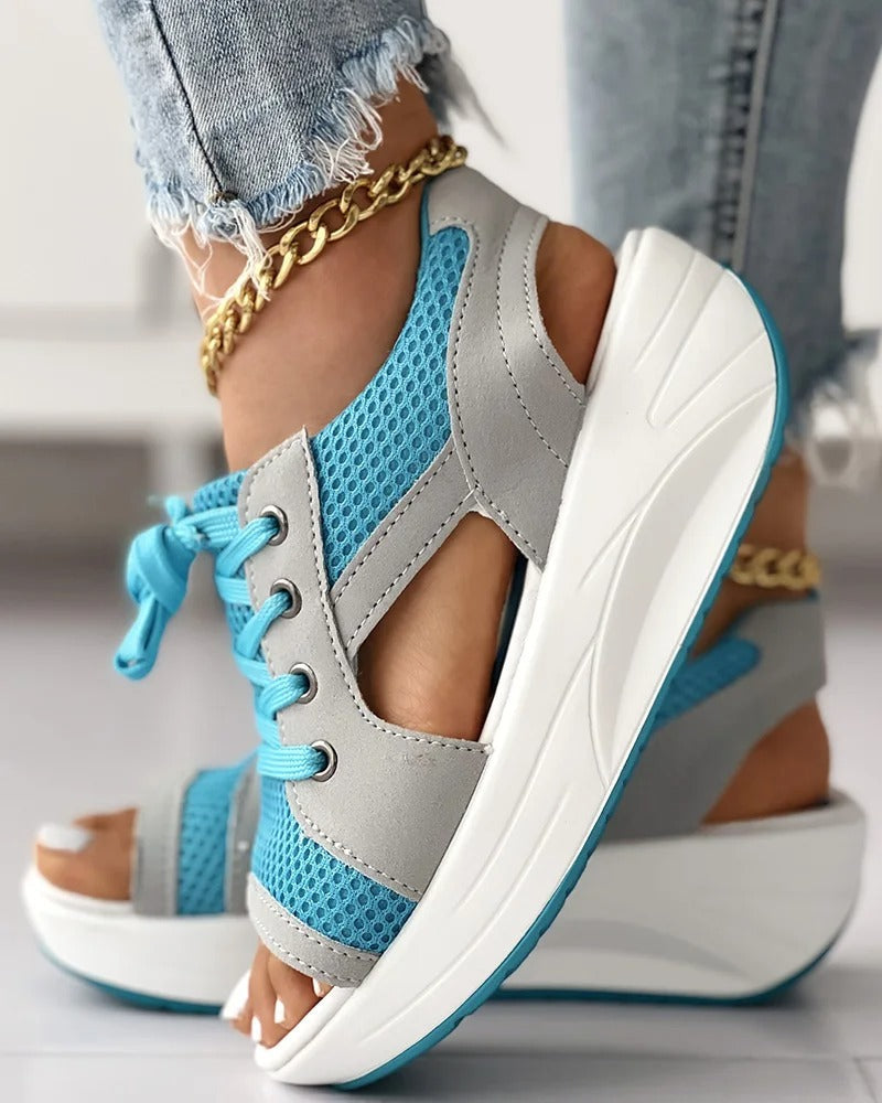 Kontrastfarbene Muffin Sandalen