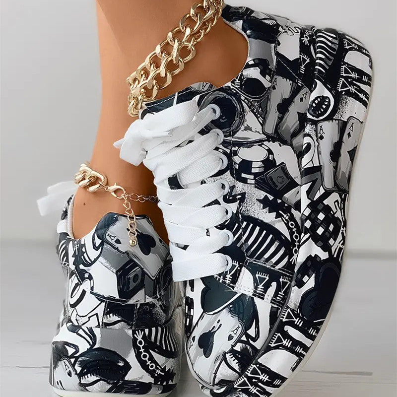 Detanny - Trendige Graffiti Freizeit Damen Sneaker
