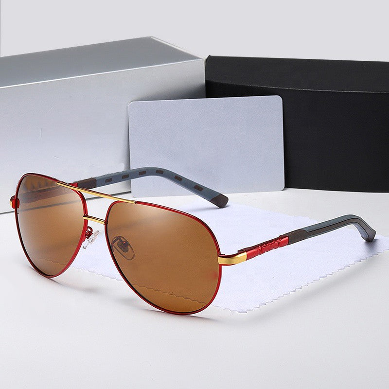 Caleb | Sonnenbrille Polarisierte Edelstahl Pilotenbrille mit UV400 Schutz