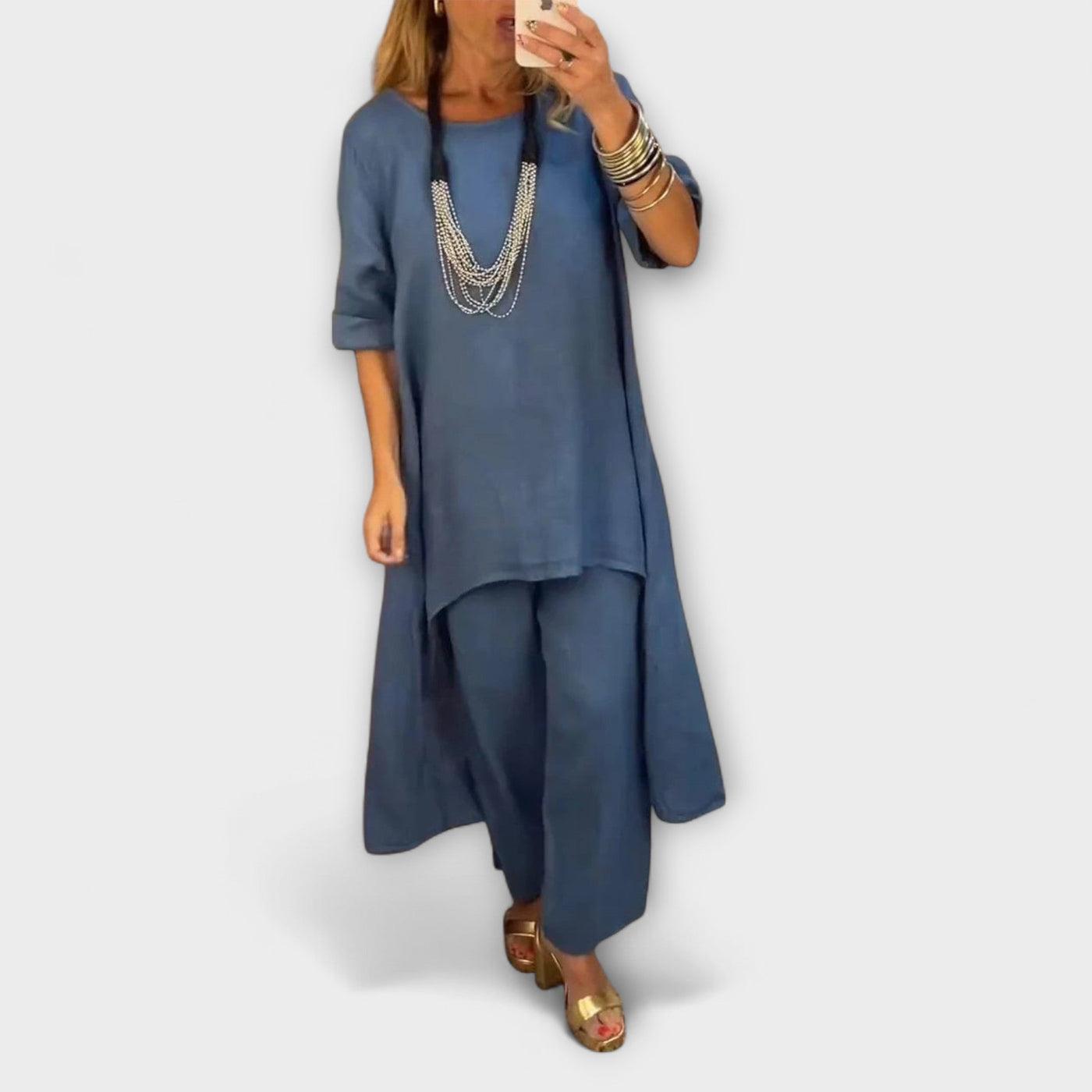 Tabea - Leinen Anzug mit Rundhalsausschnitt