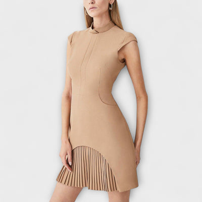 Elowen - Militärisch inspiriertes Patchwork-Minikleid mit hohem Kragen