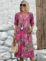 Harper – Elegantes Midikleid mit Blumenmuster in Rosa