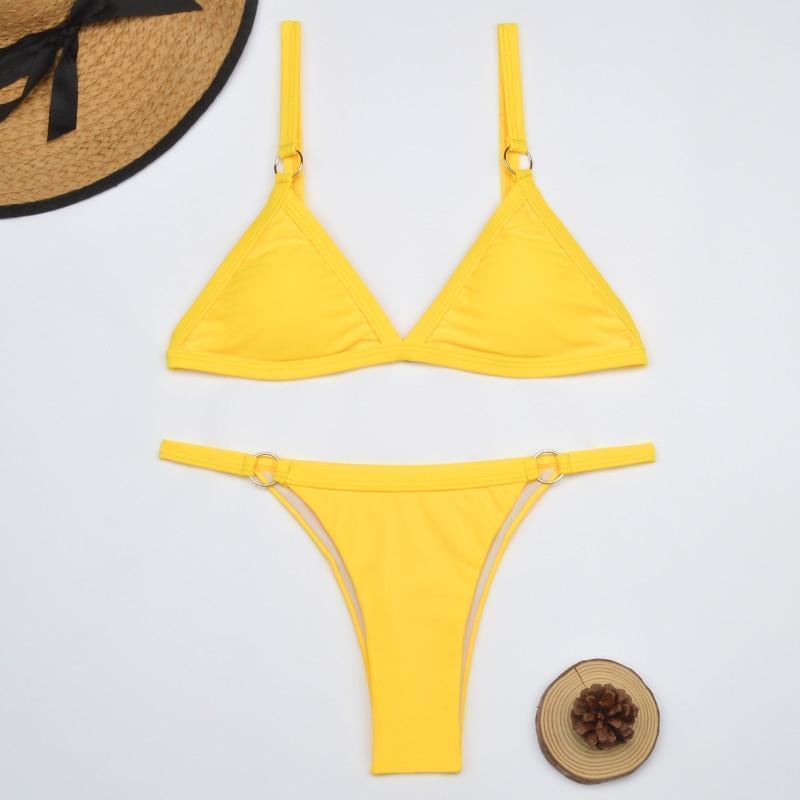 Triangel Bikini Set Damen – Veganleder Look, Verstellbar