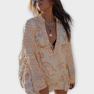 Liv - Wasser Satin Quasten Shirt und Shorts Set