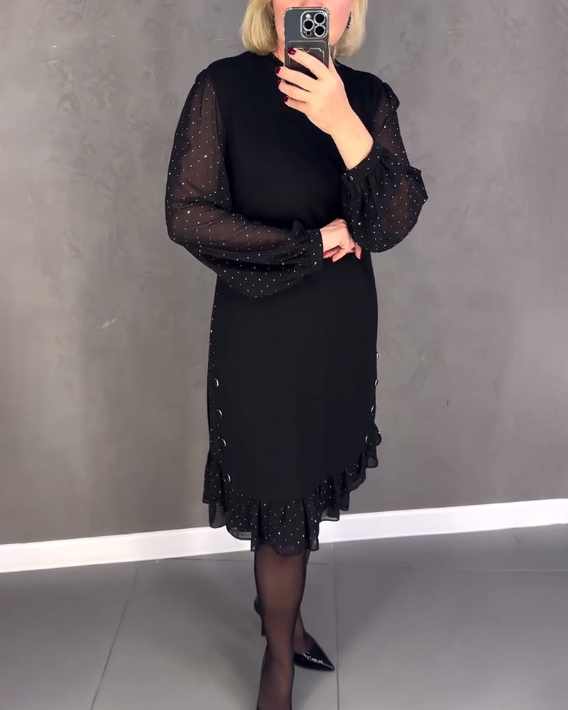 ELIANA | Elegantes Kleid mit transparenten Ärmeln und schmeichelhaftem Schnitt für Herbstanlässe