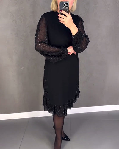 ELIANA | Elegantes Kleid mit transparenten Ärmeln und schmeichelhaftem Schnitt für Herbstanlässe