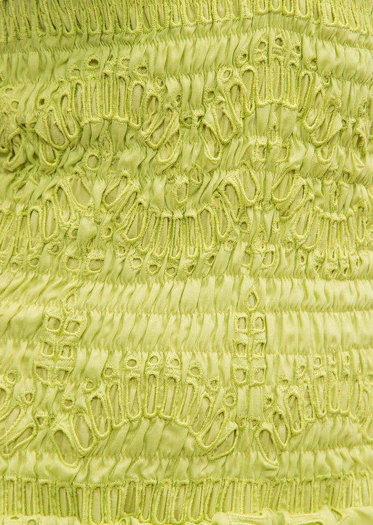 Schulterfreies Midikleid | Lochstickerei & Rüschendetails | Romantische Eleganz