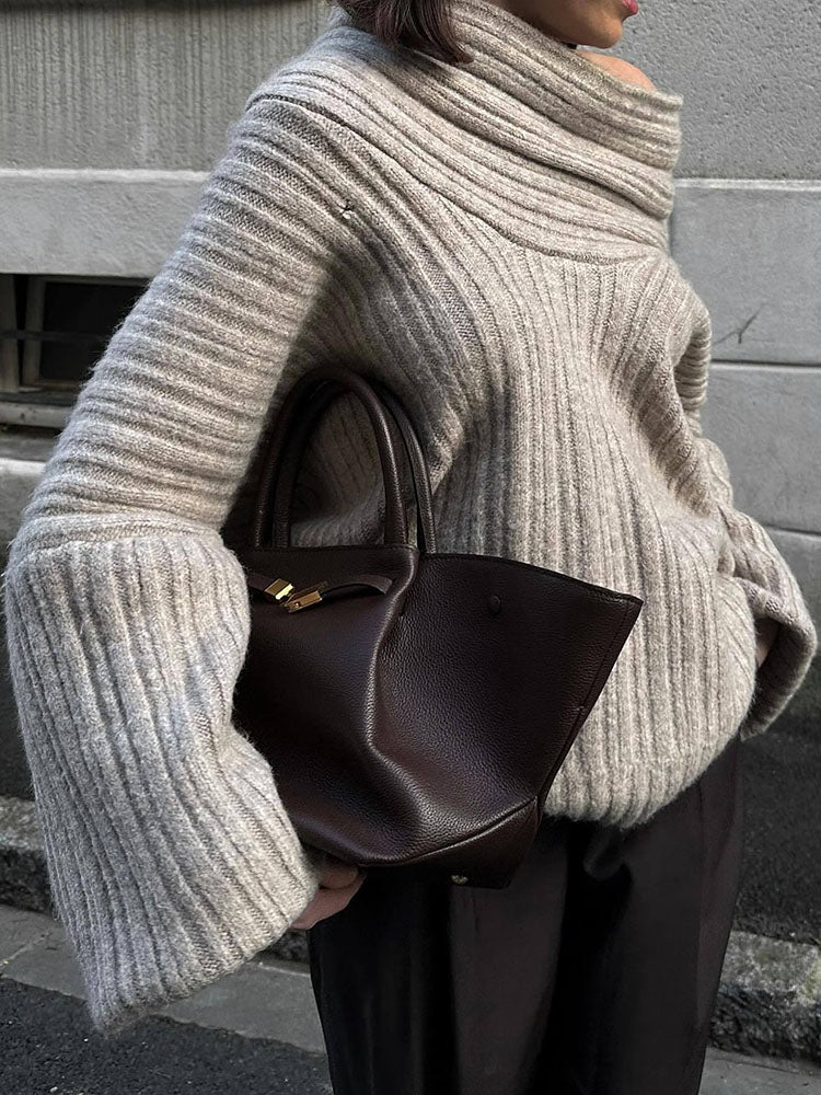 Oversize-Pullover mit weitem Ausschnitt | Gemütlicher Chic | Femininer Stil