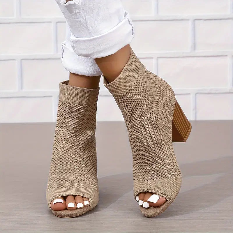 Frieda -  Atmungsaktiver Strickstoff Elegante High Heels für Frauen