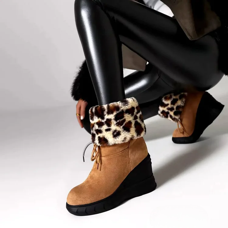 Elegante Keilstiefeletten | Kunstfell & Rutschfeste Sohle | Stilvoll & Warm