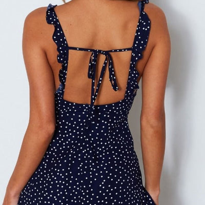 Avelena | Damen Polka-Dot Spaghetti-Träger Strandkleid