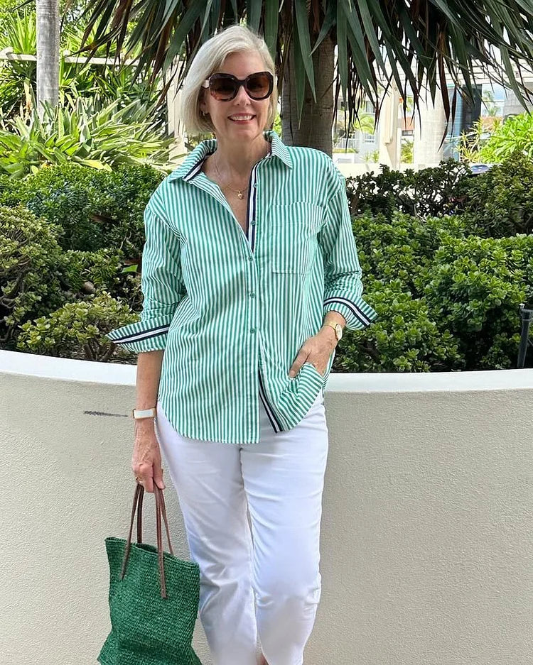 Feleciana - Stilvolles Gestreiftes Freizeit Hemd