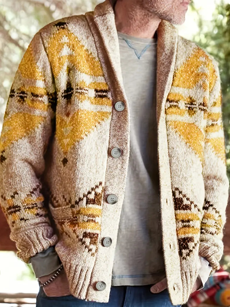 Ryan - Langärmlige Strickjacke im Retro-Stil für Herren