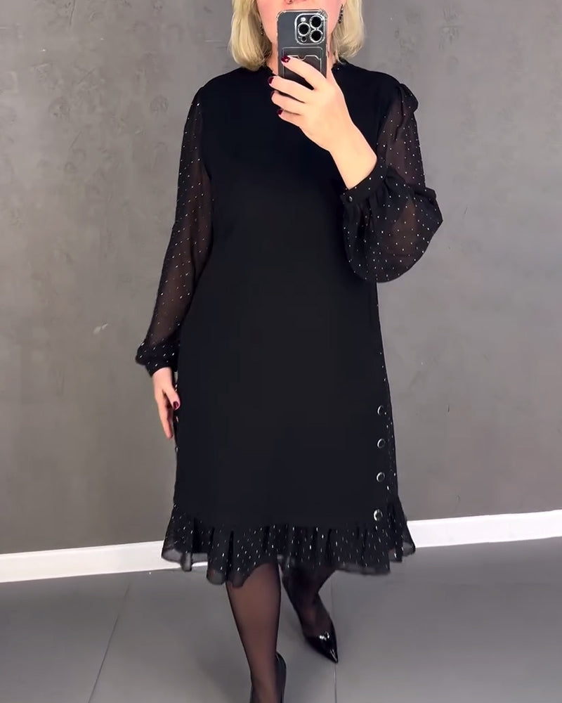 ELIANA | Elegantes Kleid mit transparenten Ärmeln und schmeichelhaftem Schnitt für Herbstanlässe