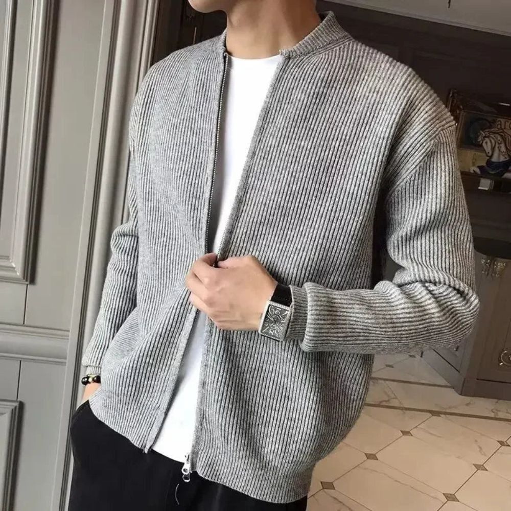 Elegante klassische Herrenstrickjacke mit Reißverschluss - Aljoscha